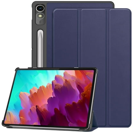 Kebiory Cover for Lenovo Tab P12 12.7 inch 2023 Case TB370FU with Pen Holder, Slim Folio Case Protective Hard Shell Lightweight Stand Smart Cover for 12.7 inch Lenovo Tab P12 2023 -Blue
