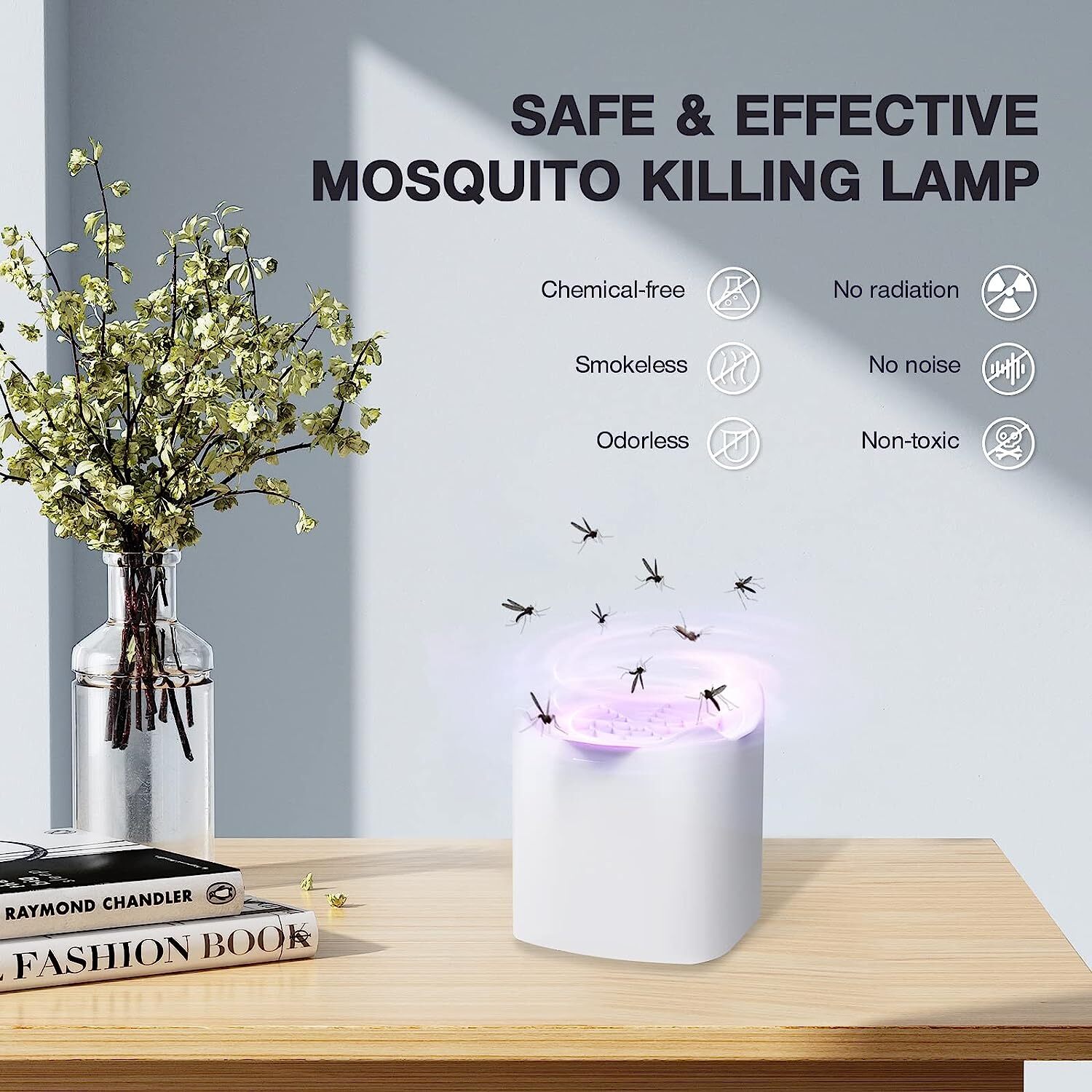 Queenmew Bug Zapper, Portable Electric Mosquito Zapper Insect Trap, USB Rechargeable Fly Zapper White