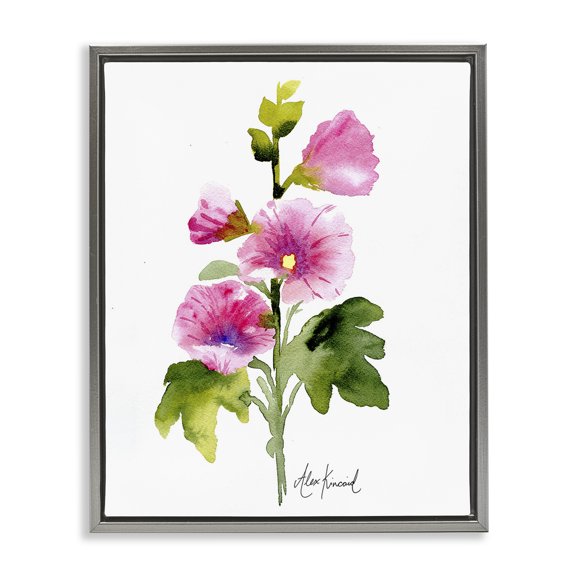 Stupell Industries Traditional Pink Watercolor Blossoms Gray Floating Frame Canvas Art, 17 x 21, by Alexandria Gilbert Kincaid