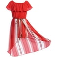thumbnail image 3 of Big Girls 2 Ways Ruffle Hi Lo Maxi Skirt Romper Belt Jumpsuit Romper USA Red 14 (2J1K42S), 3 of 3