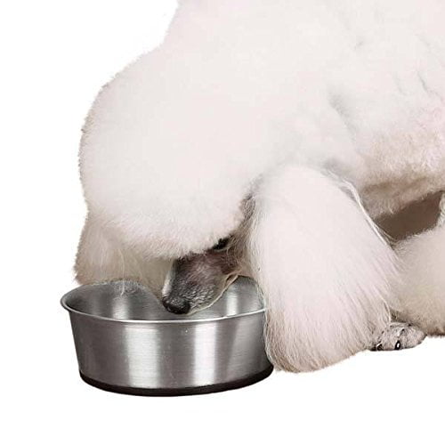 Pro Select Dog Bowls Rubber Base Non Skid Durable Stainless Steel Food Dish - Choose Size(16 oz - 2 Cups)