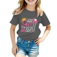 thumbnail image 1 of GDREDA Hauts pour Filles Mode Décontractée Imprimé Col Rond Manches Courtes T-Shirt Gris, 8-9 Ans, 1 of 4