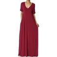 thumbnail image 1 of TheMogan Robe Maxi Surdimensionnée en Jersey Doux pour Femmes, Col en V, Manches Courtes avec Poche, 1 of 6