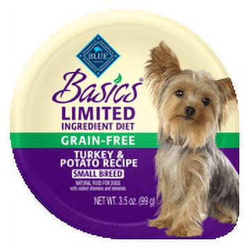 Blue Buffalo Basics Limited Ingredient Diet, Grain Free Natural Adult Small Breed Wet Dog Food Cups, Turkey 3-oz