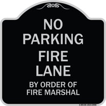 SignMission Designer Series Sign - Fire Lane by Order of Fire Marshal | Black & Silver 18" X 18" Heavy-Gauge Aluminum Architectural Sign | Protect Your Business & Municipality | Made in
