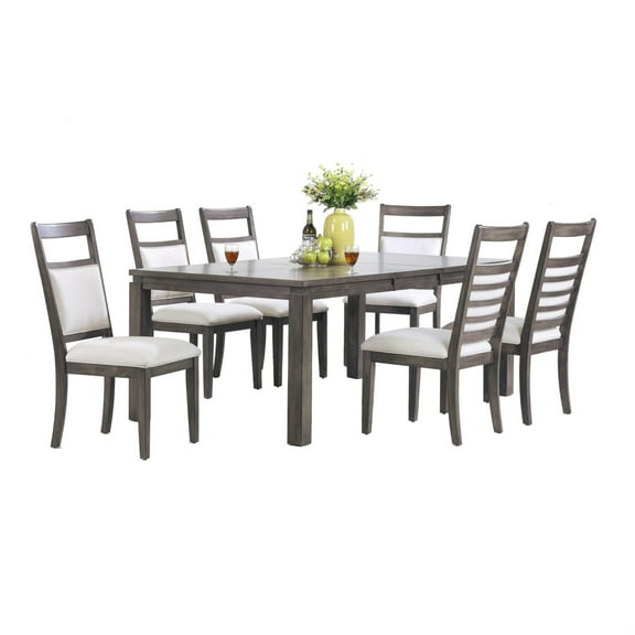 Sunset Trading Shades of Gray 7PC 82" Extendable Wood/Fabric Dining Set in Gray