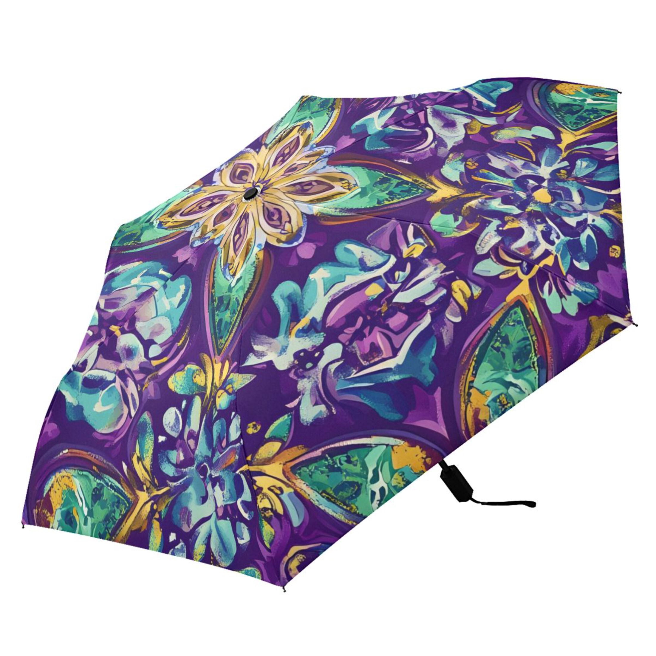 ALAZA Mandala Ethnic Print UPF 50+ Compact Folding Umbrella for Rain Travel Umbrella Packable