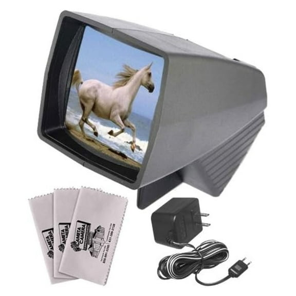 2x2 Slide Viewer with Adapter & Microfiber Cloths - 35mm Film Negative Positive Viewer, 4x Magnification, Lighted Viewing Screen, 10ft Adapter Cord, Cleaning Kit
