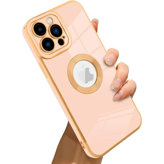 for iPhone 13 Pro Case with Camera Lens Protector, Logo View for Women Girls, Soft Slim Phone Cases for iPhone 13 Pro Clear Ultra-Thin Back Cover (Pink)