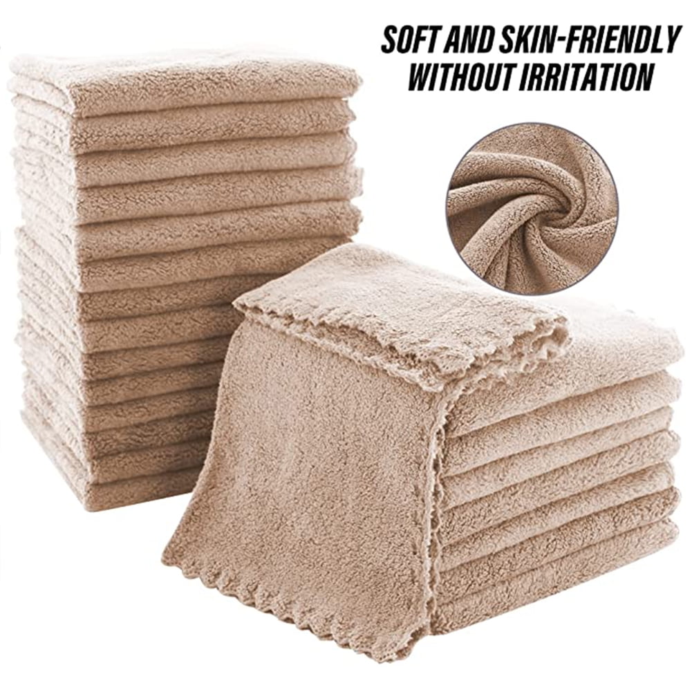Kepooman Cotton Set of 24 Lightweight Washcloths, Fast Drying, Extra Absorbent, Terry Cotton Washcloths, Brown Kepooman Cotton Set of 24 Lightweight Washcloths, Fast Drying, Extra Absorbent, Terry Cotton Washcloths, Brown