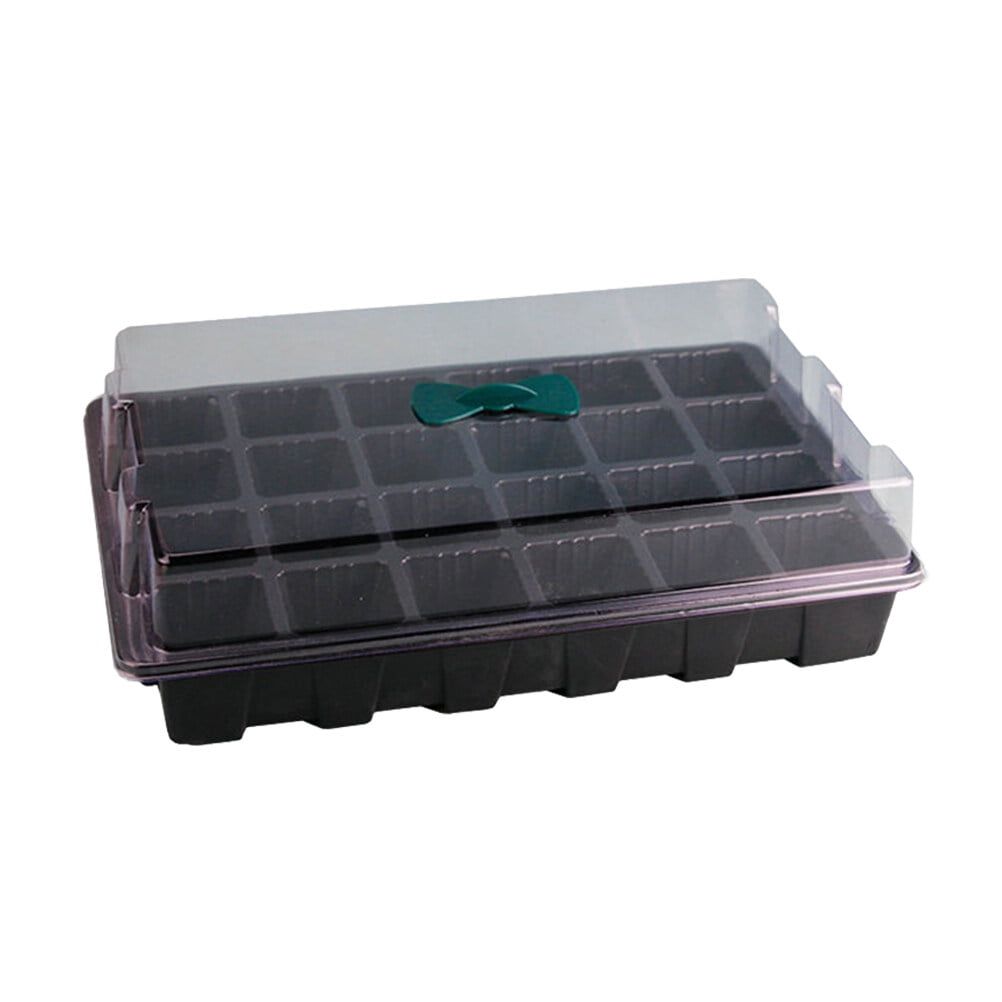 Worgeous Black Plant Germination Tray with Transparent Lid for Seedling Cells Easy Stackable Storage Plastic