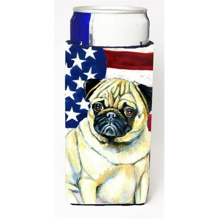 

Carolines Treasures LH9002MUK Usa American Flag With Pug Michelob Ultra bottle sleeve for Slim Can