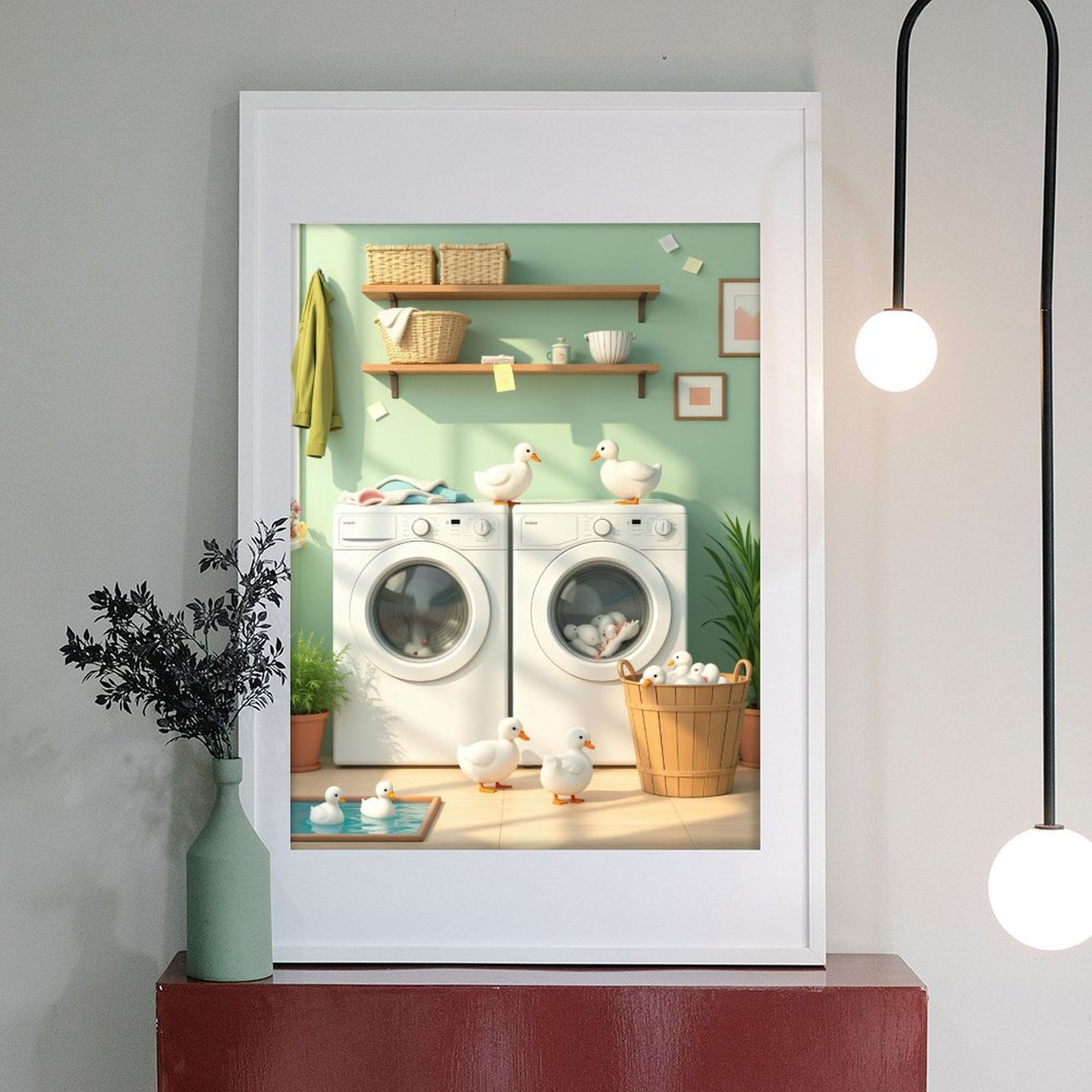 Diamond Art Kits for Adults - 5d Laundry Room Ducks Playful Scene Diamond Painting for Adults, Diamond Art for Adults Beginners, Diamond Painting Kits for Adults for Home Wall Decor