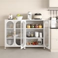 thumbnail image 5 of Marcree White Cabinet with Glass Doors,Arched Cabinet with Glass Doors,Sideboard Cabinet with Adjustable Shelves for Living Room, 5 of 7