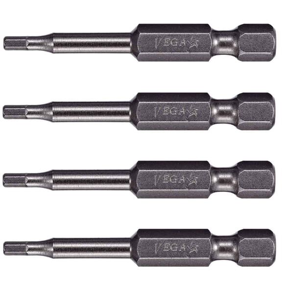 VEGA 4mm Hex Bits. Professional Grade ¼ Inch Hex Quick Release 2 Inch 4mm Hex Bits. 150H040A-4 (Pack of 4)