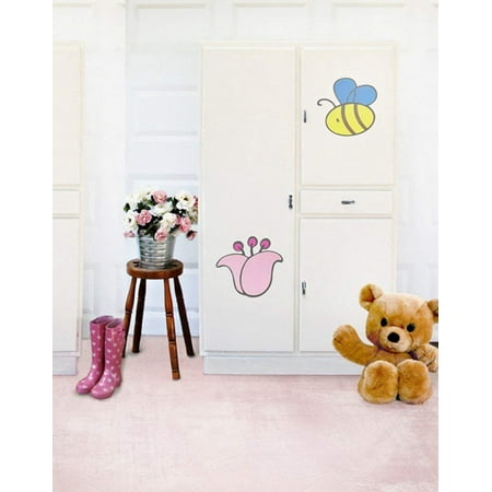 Image of ABPHOTO Polyester Bee Flower Painting Cute Bear Photography Backdrops Photo Props Studio Background 5x7ft