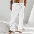 thumbnail image 2 of Zszcpp Work Pants Men Linen Breathable Classic Pencil Pleat Drawstring Elastic Waist Trousers Casual Trouser, 2 of 5
