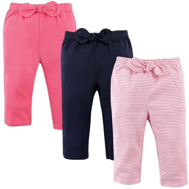 Hudson Baby Pantalones Y Leggings Unisex De Algodón Para Bebé, Rayas Rosa Claro, 0-3 Meses
