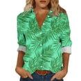 thumbnail image 3 of Pxxlle Hawaiian Shirts for Women Fashion Tropical Graphic Shirt Plus Size Button Down Tops for Beach Vacation Army Green XXXL, 3 of 7