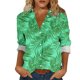 thumbnail image 3 of TaTaai Ladies Casual Lapel Long Sleeve Shirt Cotton Linen Like Hawaiian Print All Over Pattern Fashion Top for Spring Summer Fall Daily Street Wear Soft Comfortable Stylish Blouse Gift, 3 of 6
