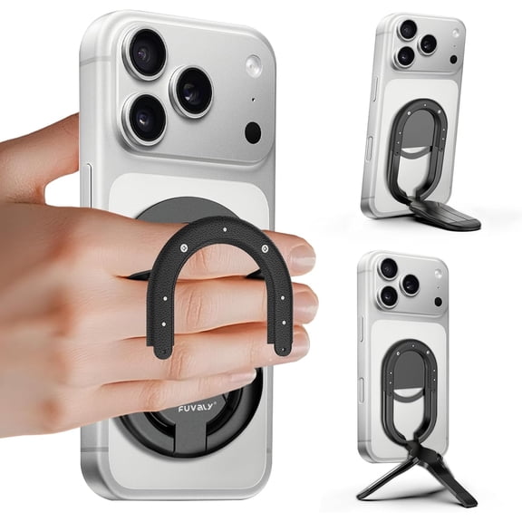 NEOYFC for Magnetic Phone Grip for MagSafe Phone Tripods 4-in-1 Desk Stand, Phone Ring Holder for iPhone 17/16/15/14 Pro&(Black)