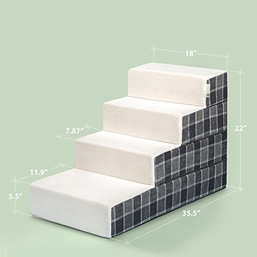 Pet Ladder Large Zinus Cozy Pet Stairs Pet Ramp Grey Checked