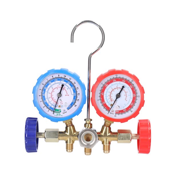 Manomètre de Réfrigérant pour R12/R22/R134A/R502, Outil de Charge de Réfrigérant de Climatisation, Manomètre à Double Valve en Laiton
