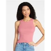No Boundaries Ribbed High Neck Tank Top, Women's XXS-XXL