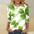 thumbnail image 5 of ZyeKqe St. Patrick's Day Shirt Women 3/4 Sleeves Blouses Cute Graphic Print Shirts Tees Crewneck Pullover Tops, 5 of 5