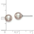 thumbnail image 2 of Beautiful Sterling Silver Rh-plated 7-8mm Purple FW Cultured Round Pearl Stud Earring, 2 of 2