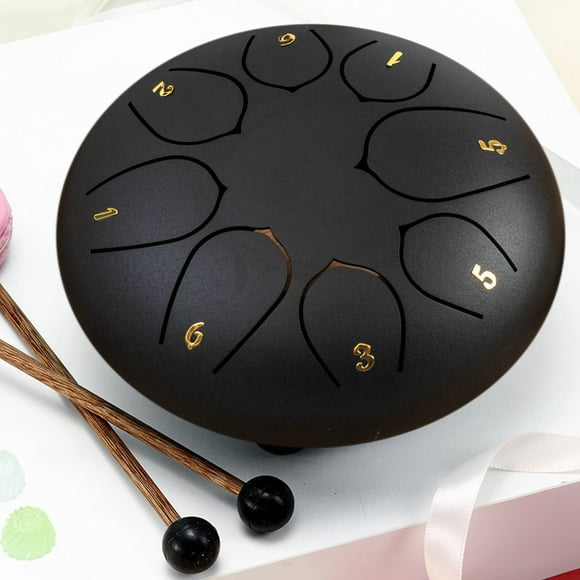 Xihbxyly Tambor de Mano de 6 Pulgadas con Sonido Relajante, Tambor de Acero Afinado Profesionalmente, Mazo de Madera Fácil de Tocar, Creación Musical para Meditación, Regalo para Músicos Adultos, Jue