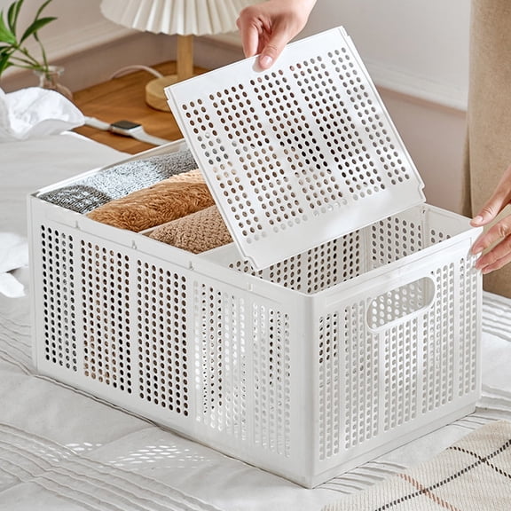 Foldable Plastic Storage Box Organizer with Divided Compartments | Stackable ABS Storage Basket for Clothes Underwear Wardrobe Cabinet Kitchen Bathroom Office | Multi Size Options