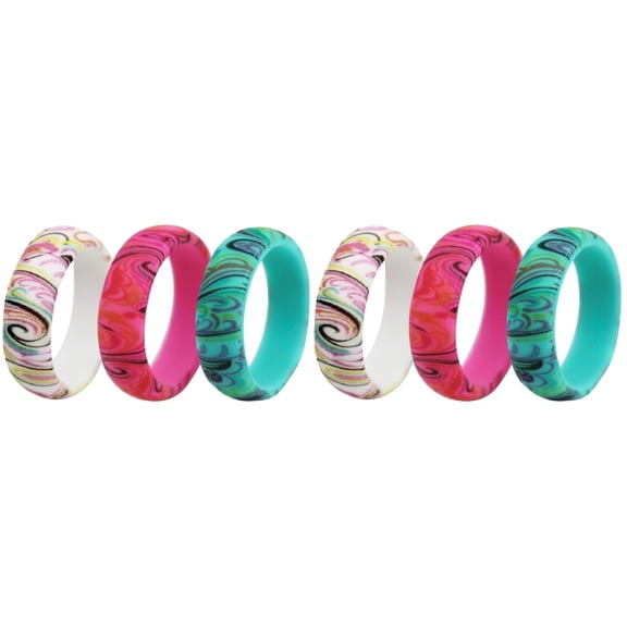 6 Pcs Silicone Wedding Band for Women Silica Gel Ring Rubber Rings Anniversary Presents Gifts Stackable Miss