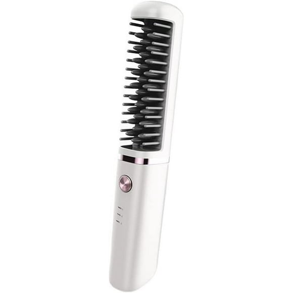 2-in-1 Professional Ionic Hair Straightening Brush | USB-C Rechargeable Hot Comb with 4-Temp Anti-Scald & Fast Heating | Portable Styler for All Hair Types (Travel Size)