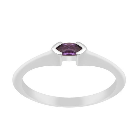 Bezel Set 0.25 Ctw Marquise Cut Amethyst 925 Sterling Silver Solitaire Women Wedding Ring