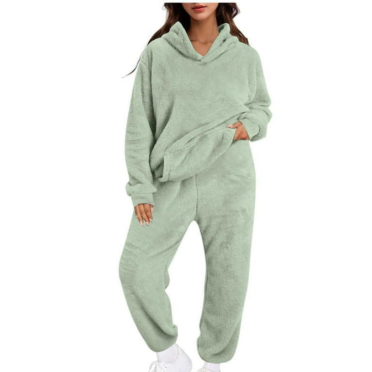 Feancey Womens Piece Fleece Set Lounge Hoodie Sweatshirt Jogger