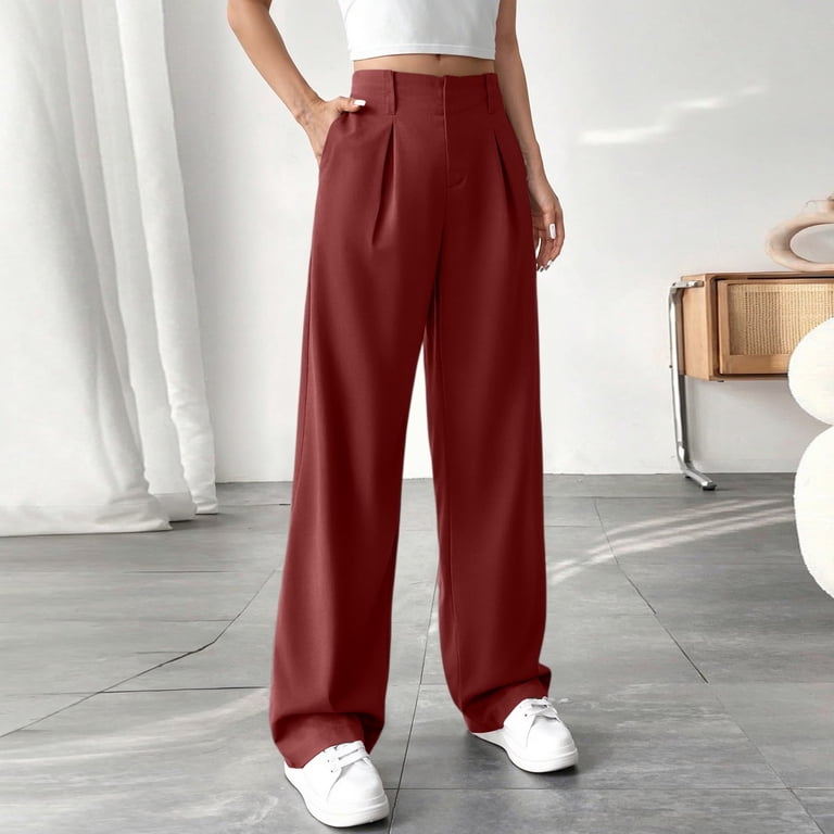 Tianiyouqing Dress Pants for Women Elegant Lightweight Wide Leg Twill  Office Gaucho Pants Elastic Waist High Waisted Loose Fit Paperbag Trousers  Wine L - Walmart.com