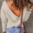 thumbnail image 3 of Fartey Women's Fall Wrap Knit Sweater Solid Color Deep V Neck Long Sleeve Pullover Sweater Soft Comfy Ribbed Knitted Sweaters Beige 3XL, 3 of 6