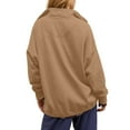 thumbnail image 4 of VISALY Pullover Sweatshirt for Womens Oversized Sweatshirt Casual Button Up Mock Neck Pullover Tops Long Sleeve Shirts Fashion Outfits Clothes Lightweight Sweatshirt Khaki Xl, 4 of 9