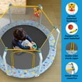 thumbnail image 3 of Toddler Trampoline with Safety Enclosure Net, Segmart Mini Trampoline with Cartoon Basketball Hoop, Recreational Trampoline with No-Gap Safe Design, Birthday Gifts for Boys & Girls, 3 of 7