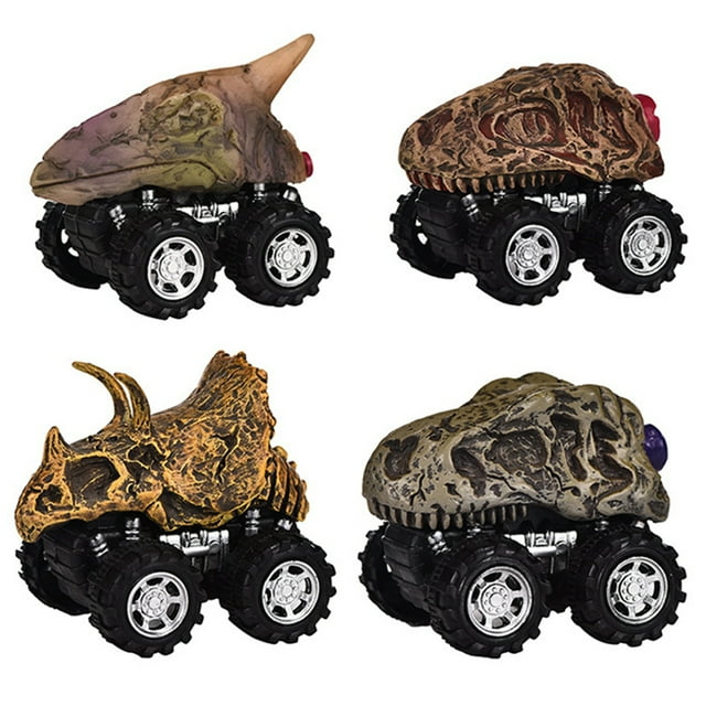 4PCS Dinosaur Pull Back Cars Realistic Pull Back Vehicles Dinosaur Car Toys