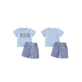 thumbnail image 2 of BemeyourBBs Toddler Baby Boy Football Outfit Baby Boys Summer Clothes 12 18 24 Months 2 3 4 5 Years Soccer Print Short Sleeve T-shirt and Plaid Shorts Set Baby Boy 2 Piece Summer Outfit, 2 of 9