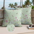 thumbnail image 3 of Flower Green Outdoor Pillow Covers 20x20 Set of 2,Waterproof Patio Throw Pillowcase Protectors,Blue Pink Daisy Wildflower Floral Botanical Decorative Pillow Shams Cushion Covers for Seat Bed Couch, 3 of 8