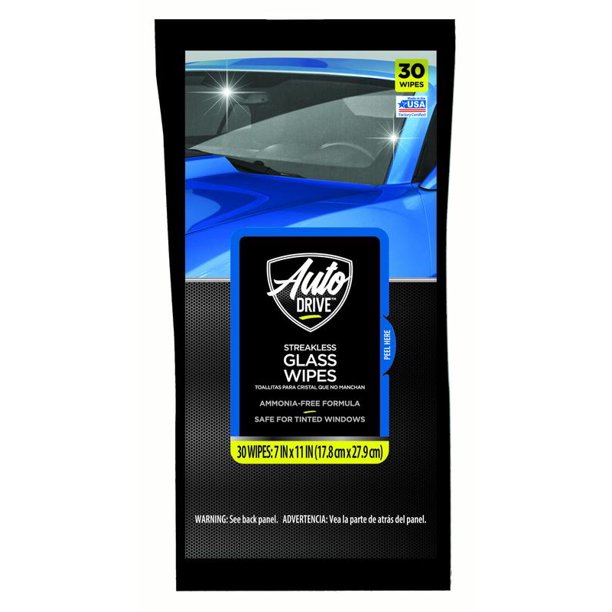 Auto Drive Streakless Glass Wipes 30 count