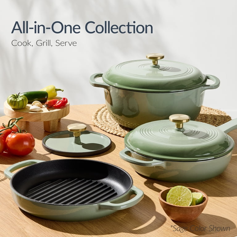 Best Choice Products 6-PC Cast Iron Cookware Set, 6Qt Dutch Oven
