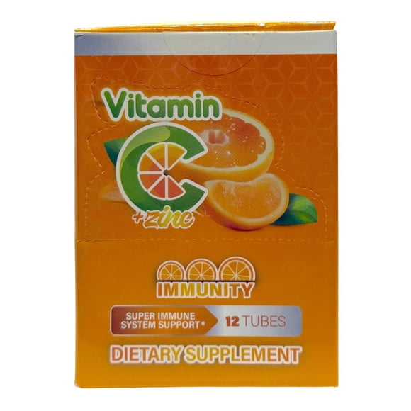 Vitamina C + Zinc 12 Tubos con 10 Tabletas Naranja Immunity naranja