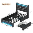 thumbnail image 2 of Afuhokles LED Upholstered Twin Bed Frame with Storage Headboard and 4 Drawers, Charging Station, Leather Platform Bed Frame with Button Tufted, Black PU, 2 of 8