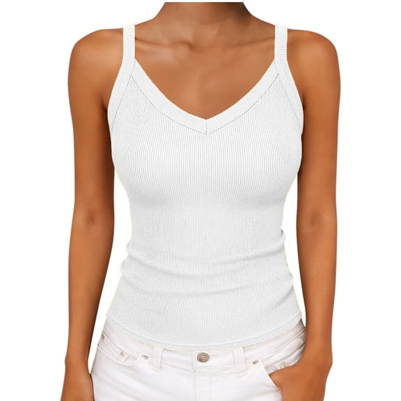 Posijego Womens Camisole Tank Tops Ribbed Knit Cami Top Sleeveless Summer Casual Basic Undershirts Workout Shirts