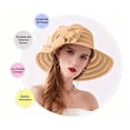thumbnail image 4 of Karymi Beach Hat Elegant Organza Wide Floppy Brim Dress Hat with Handmade 3D Fabric Flower and Rhinestone, Layered Pleated Sheer Mesh Hat Kentucky Derby Hats for Women, 4 of 8
