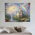 thumbnail image 4 of ONETECH  Fantasy Castle Tapestry Wall Hanging Colorful Rainbow Forest Fairytale Fairy Tale Tapestries for Kids Children Girls Bedroom Aesthetic Living Room Dorm Party, 4 of 7